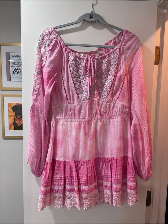 LoveShackFancy Dresses & Skirts - LoveShackFancy Pink Embroidered Peasant Tunic